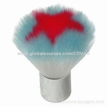 Kabuki makeup brushes, made o aluminum handle with double color synthetic hair in pentagram shape
